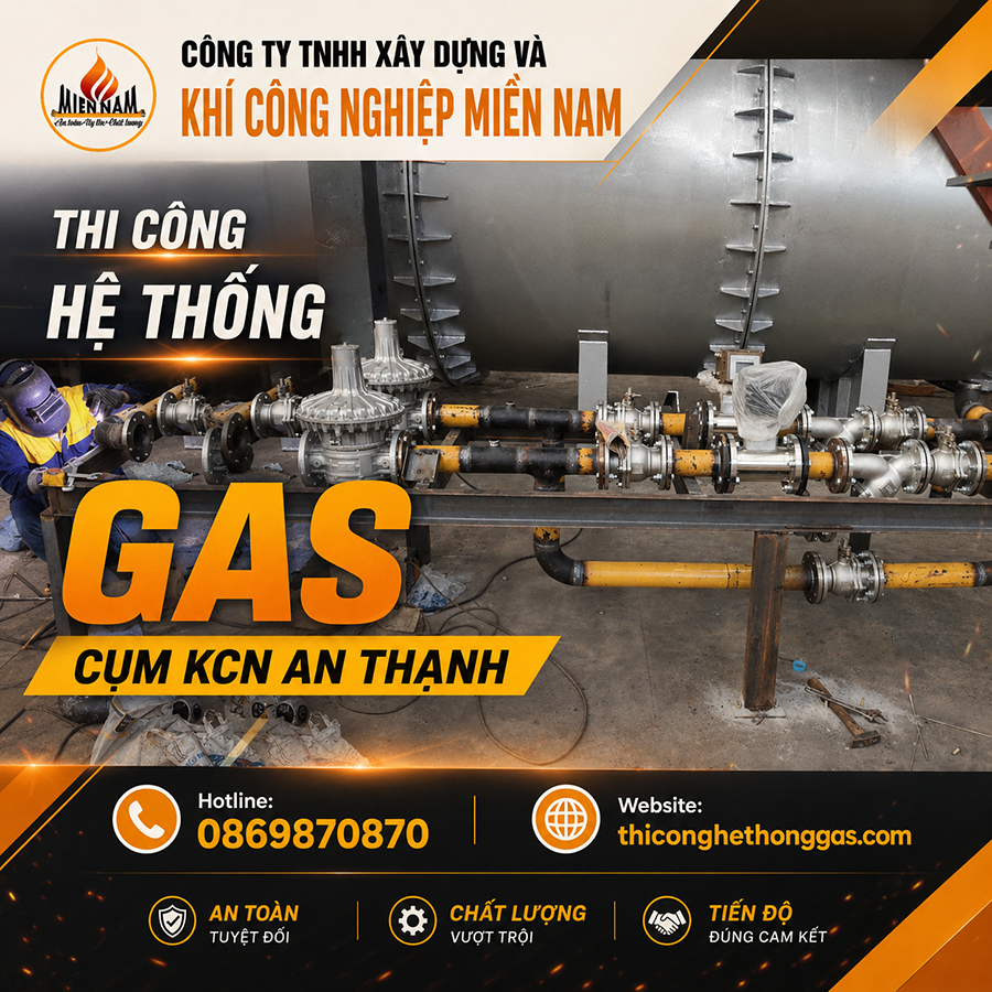 Thi công hệ thống gas Cụm KCN Thanh An