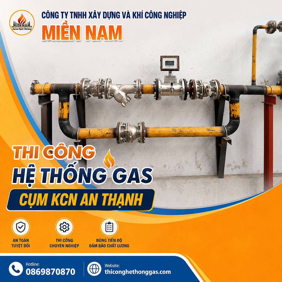 Thi công hệ thống gas Cụm KCN Thanh An