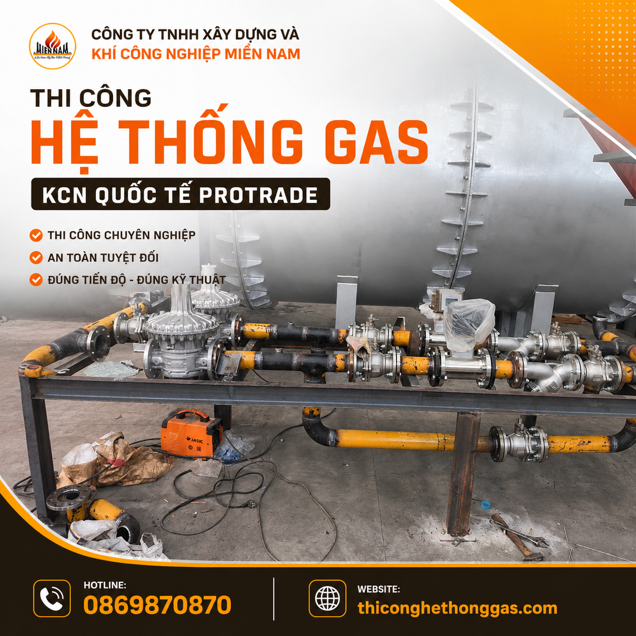 Thi công hệ thống gas KCN Quốc tế Protrade