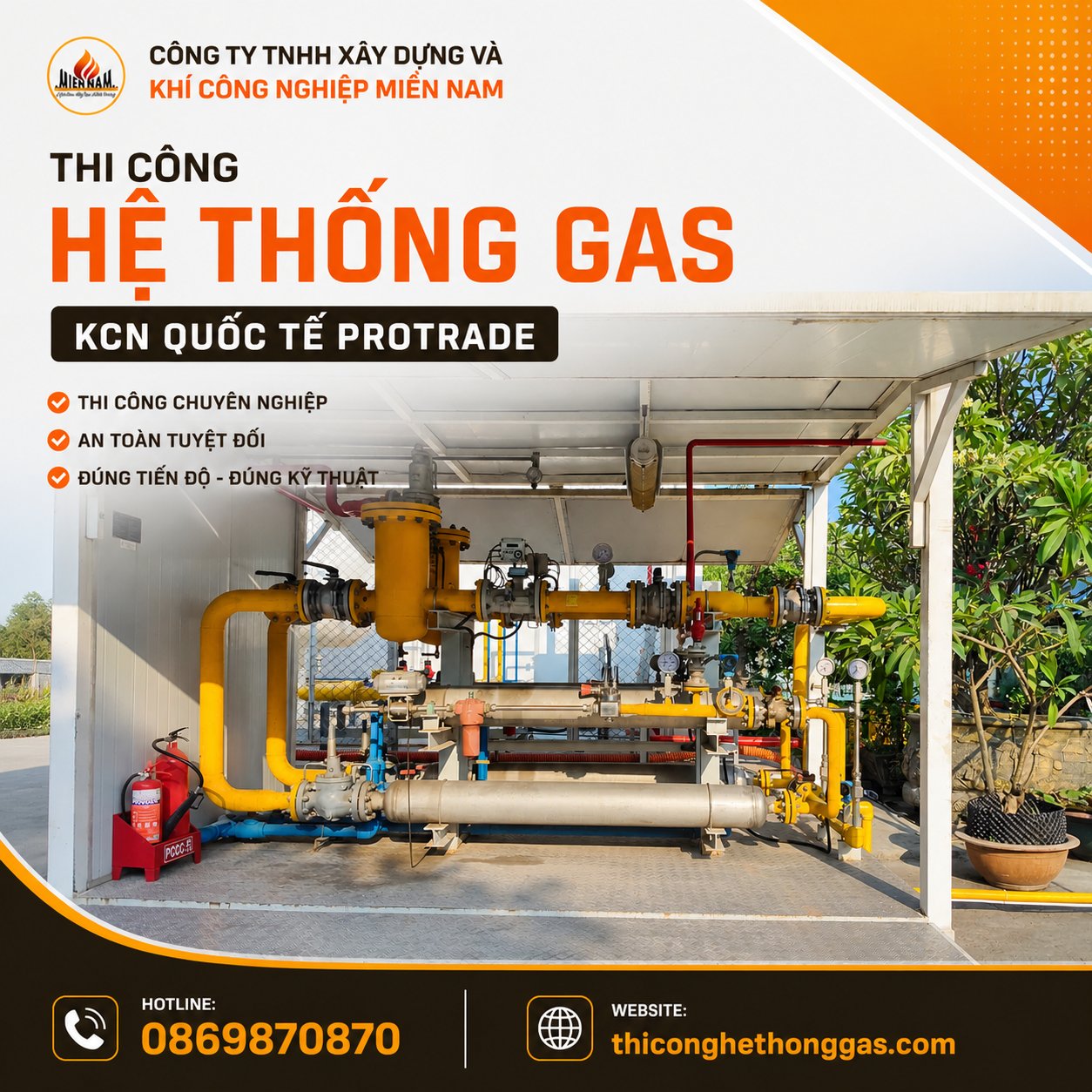 Thi công hệ thống gas KCN Quốc tế Protrade