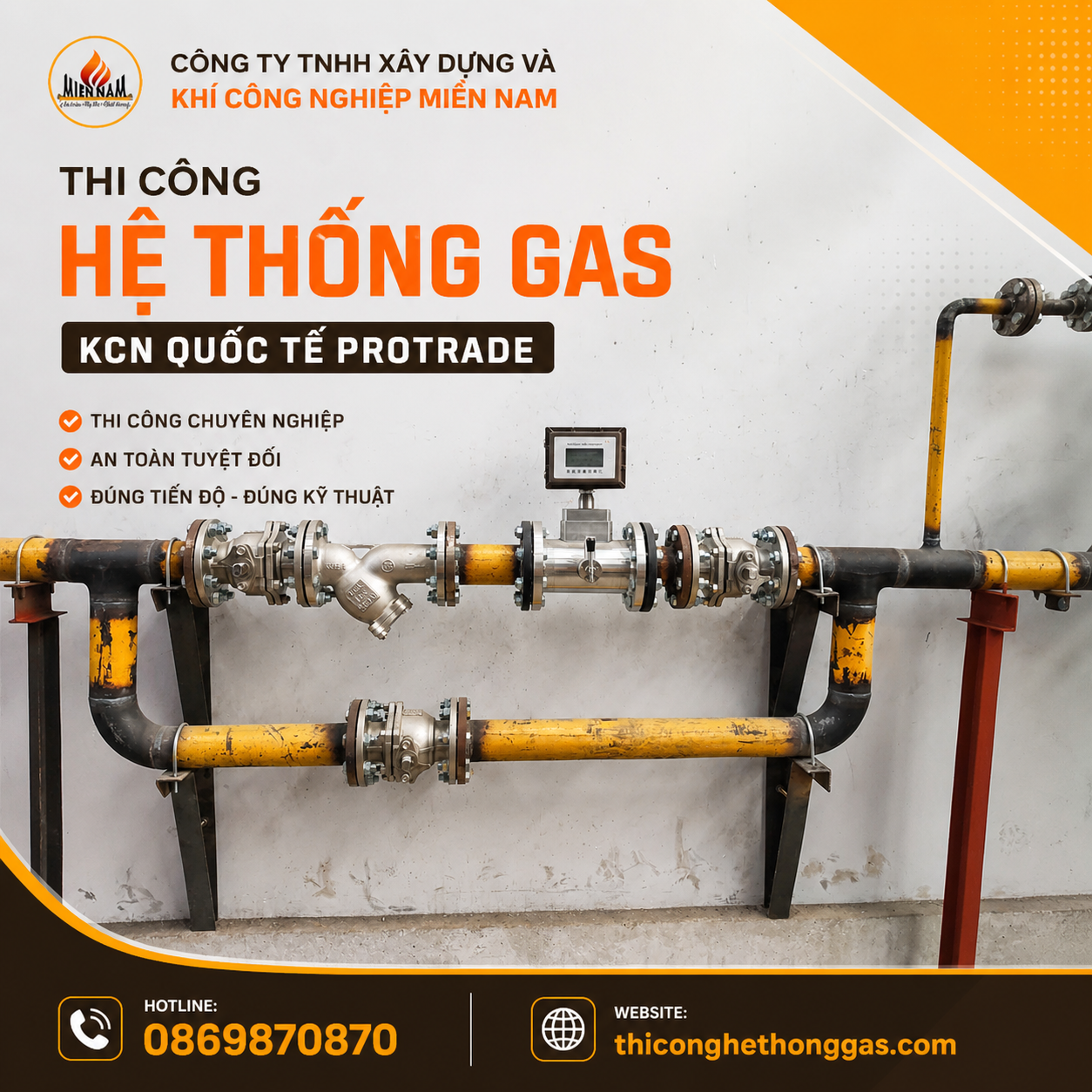 Thi công hệ thống gas KCN Quốc tế Protrade