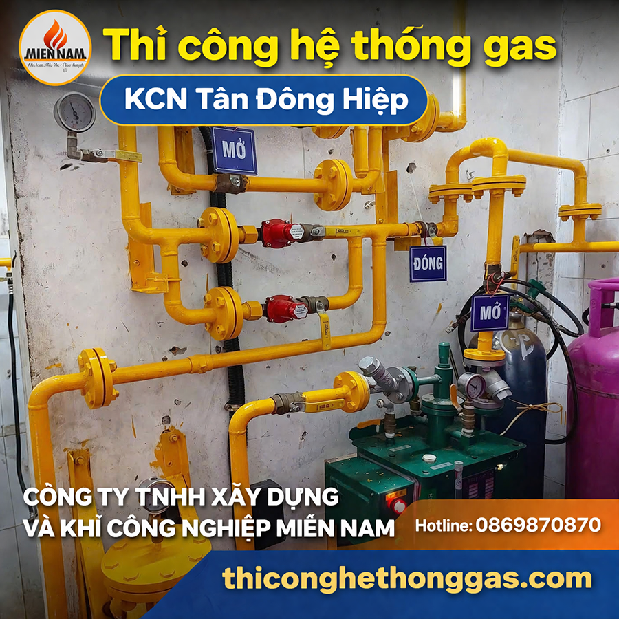 Thi công hệ thống gas KCN Tân Đông Hiệp