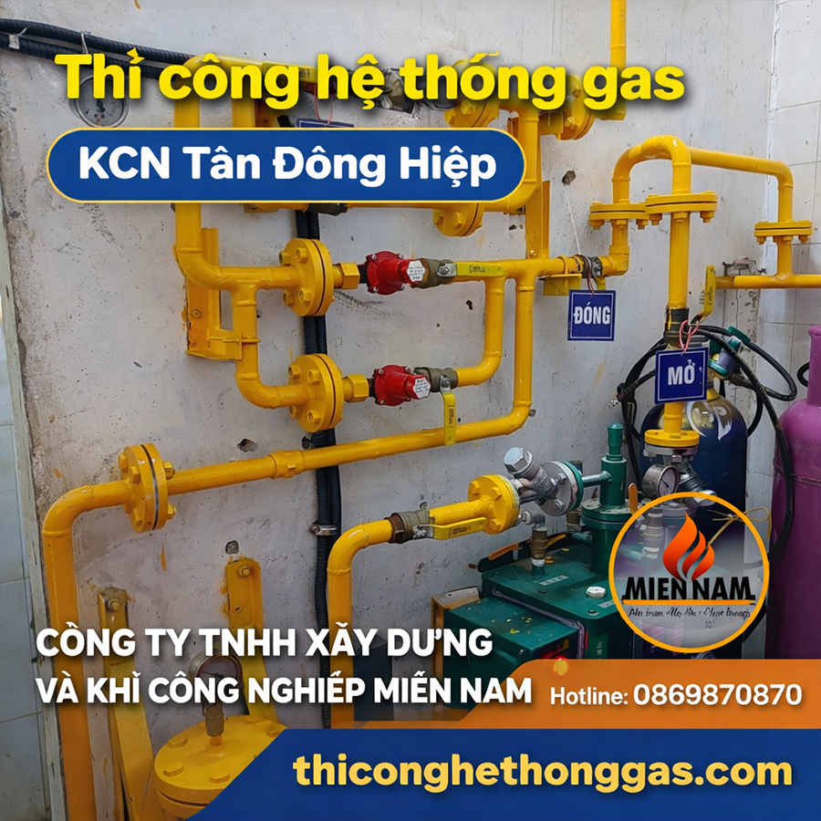 Thi công hệ thống gas KCN Tân Đông Hiệp