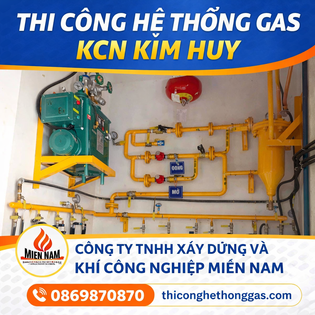 Thi công hệ thống gas KCN Kim Huy