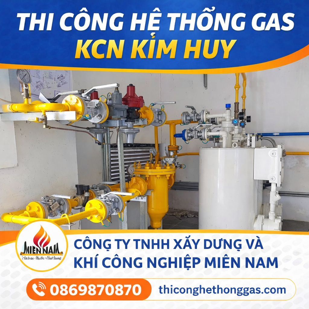 Thi công hệ thống gas KCN Kim Huy