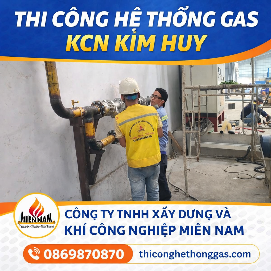 Thi công hệ thống gas KCN Kim Huy