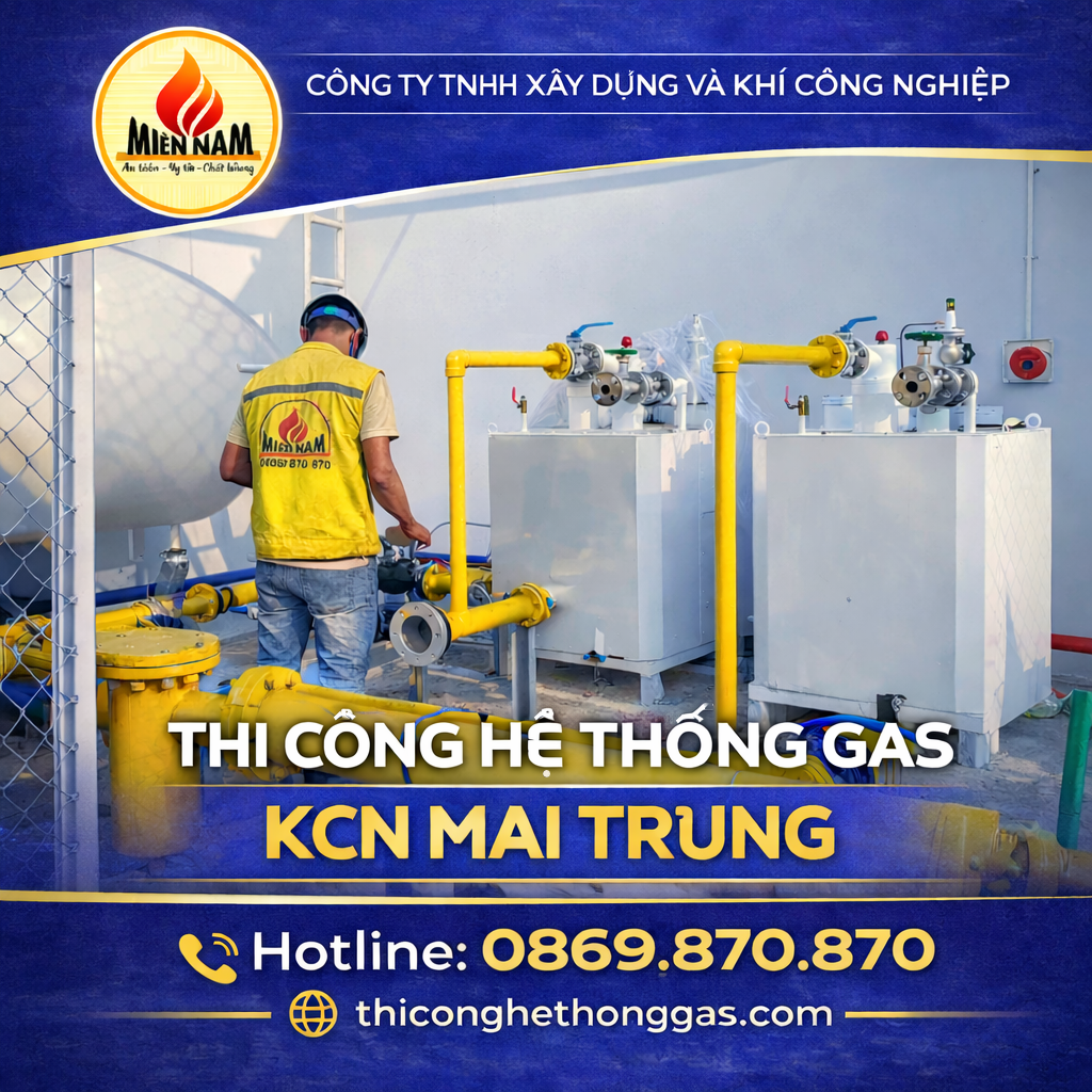 Thi công hệ thống gas KCN Mai Trung
