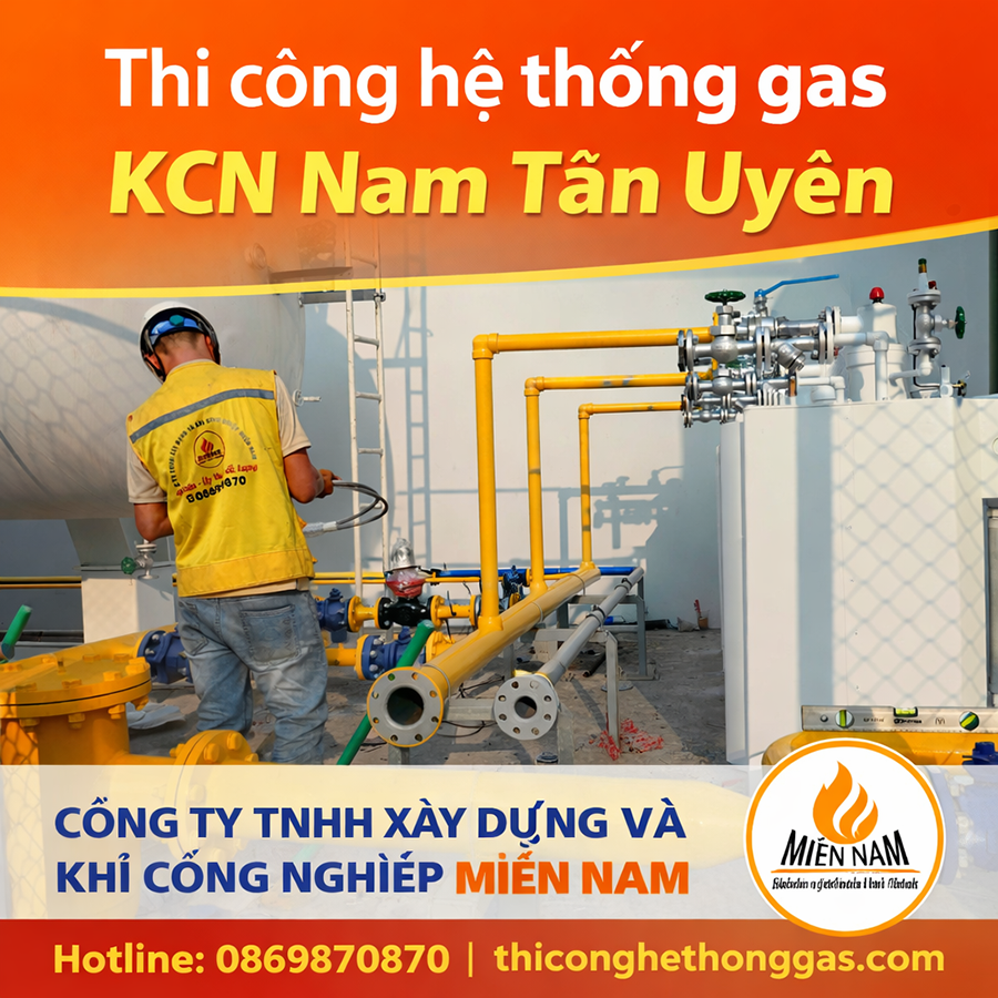 Thi công hệ thống gas KCN Nam Tân Uyên mở rộng