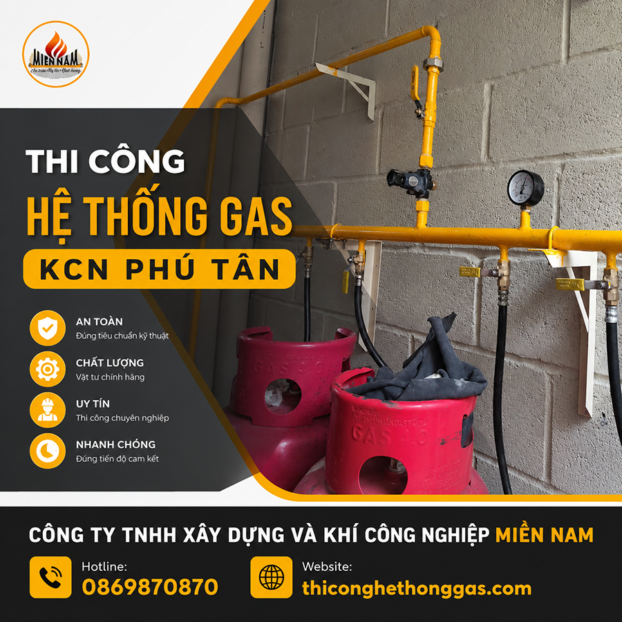 Thi công hệ thống gas KCN Phú Tân