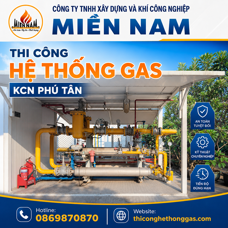 Thi công hệ thống gas KCN Phú Tân