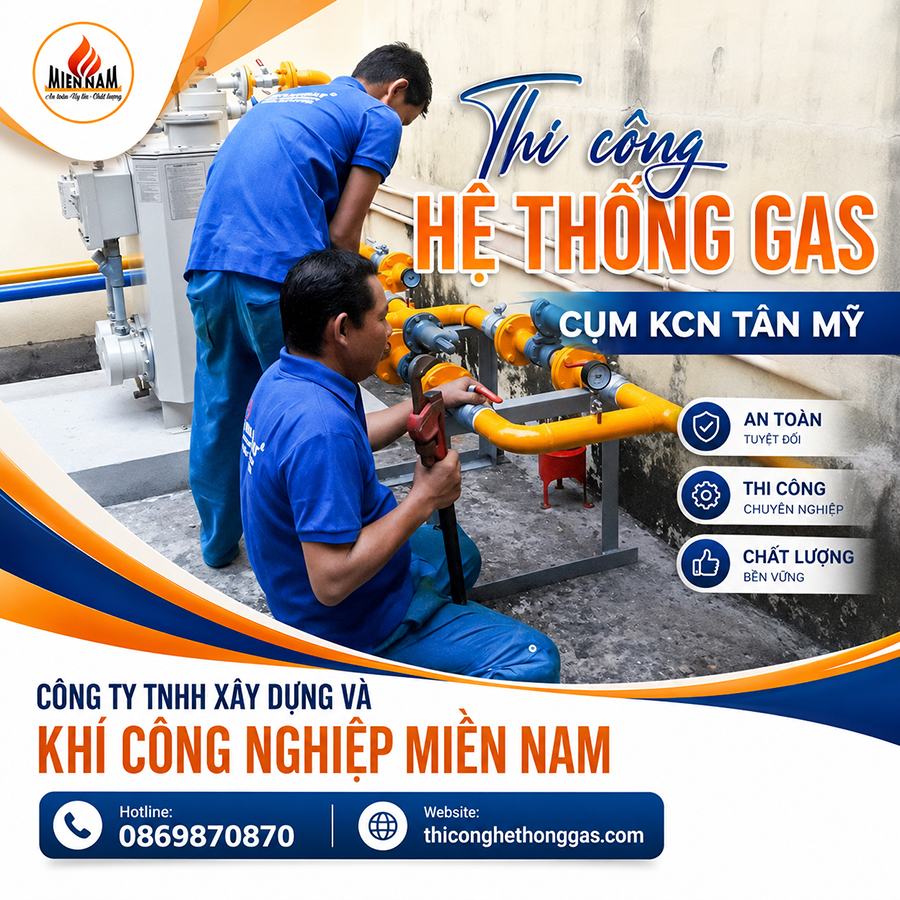 Thi công hệ thống gas Cụm KCN Tân Mỹ
