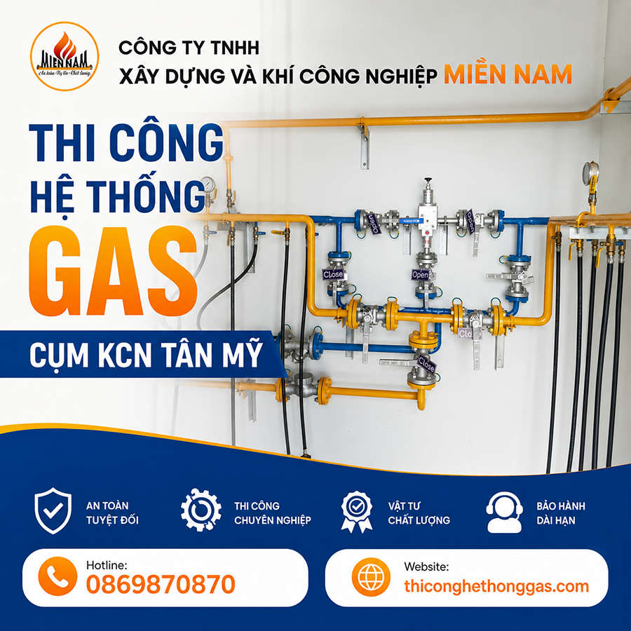 Thi công hệ thống gas Cụm KCN Tân Mỹ