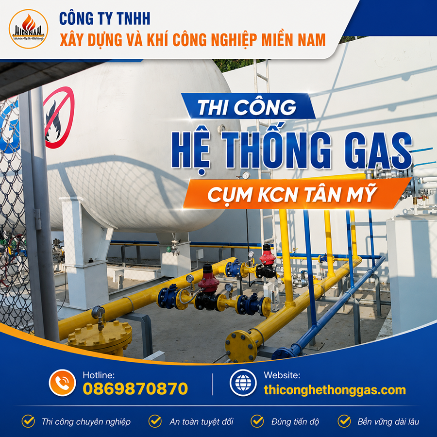 Thi công hệ thống gas Cụm KCN Tân Mỹ