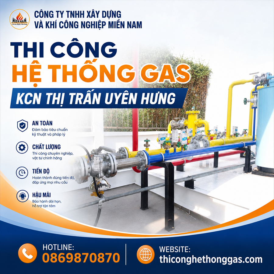 Thi công hệ thống gas Cụm KCN thị trấn Uyên Hưng