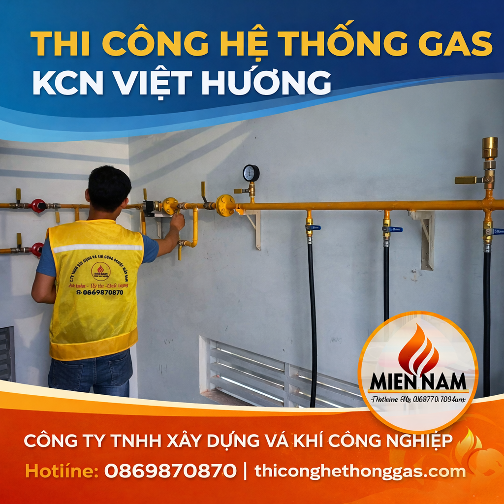 Thi công hệ thống gas KCN Việt Hương