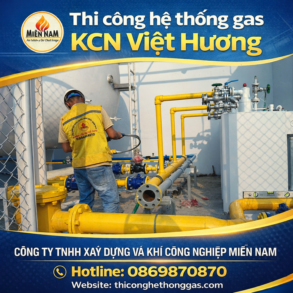 Thi công hệ thống gas KCN Việt Hương