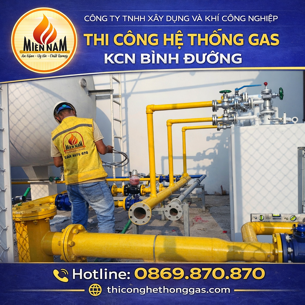 Thi công hệ thống gas KCN Bình Đường