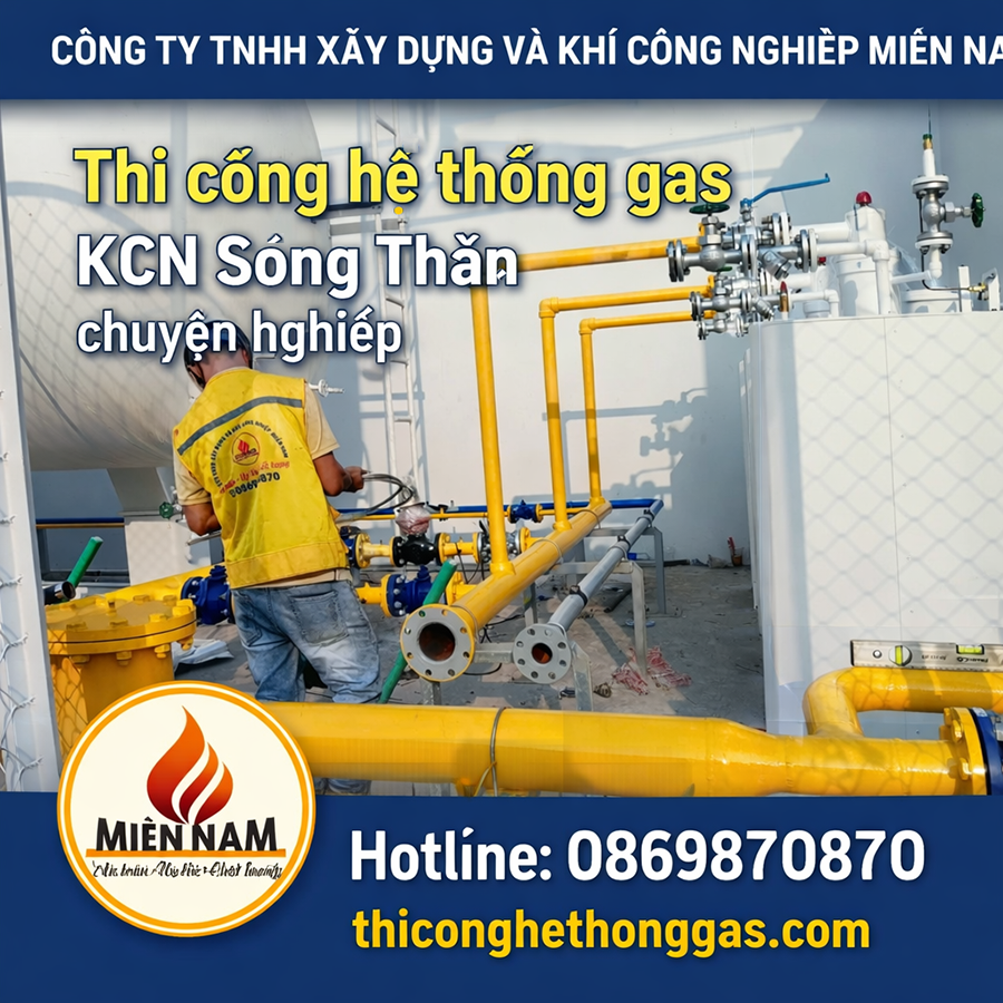Thi công hệ thống gas KCN Sóng Thần 2