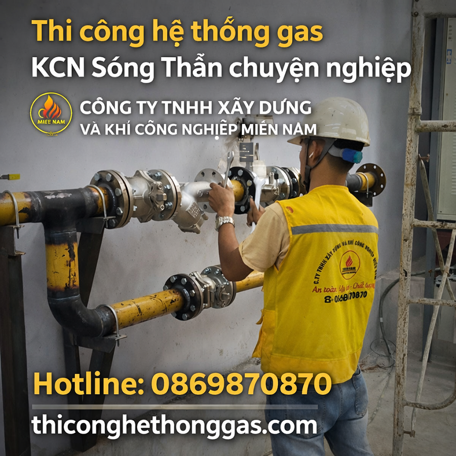 Thi công hệ thống gas KCN Sóng Thần