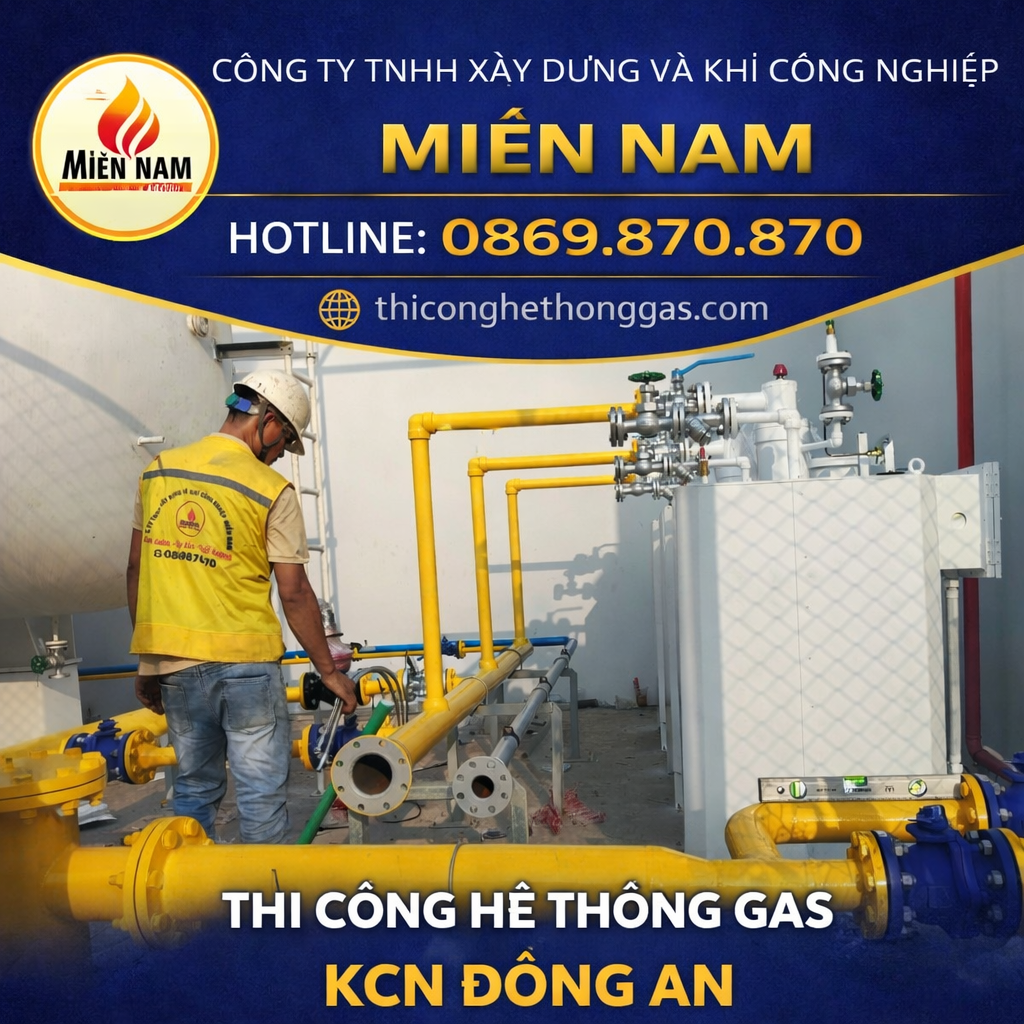 Thi công hệ thống gas KCN Đồng An 2