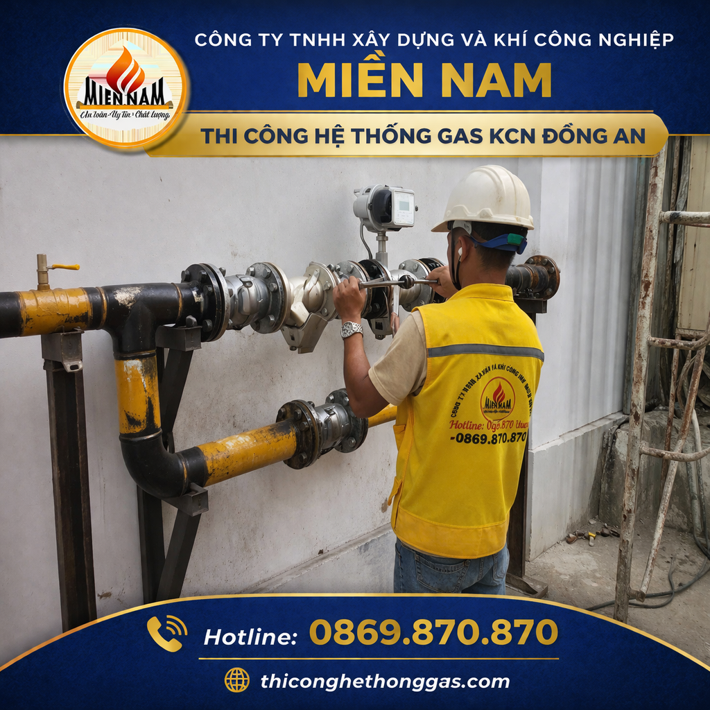 Thi công hệ thống gas KCN Đồng An 1
