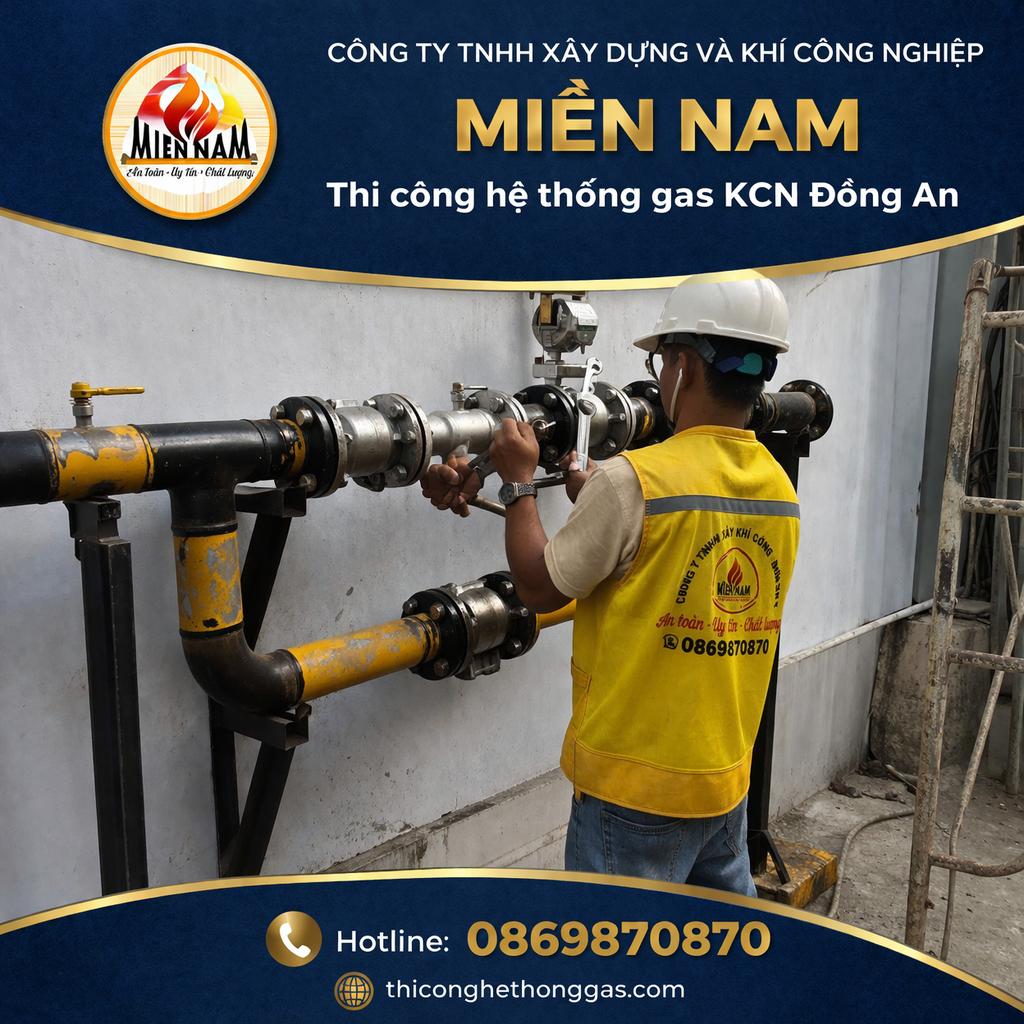 Thi công hệ thống gas KCN Đồng An