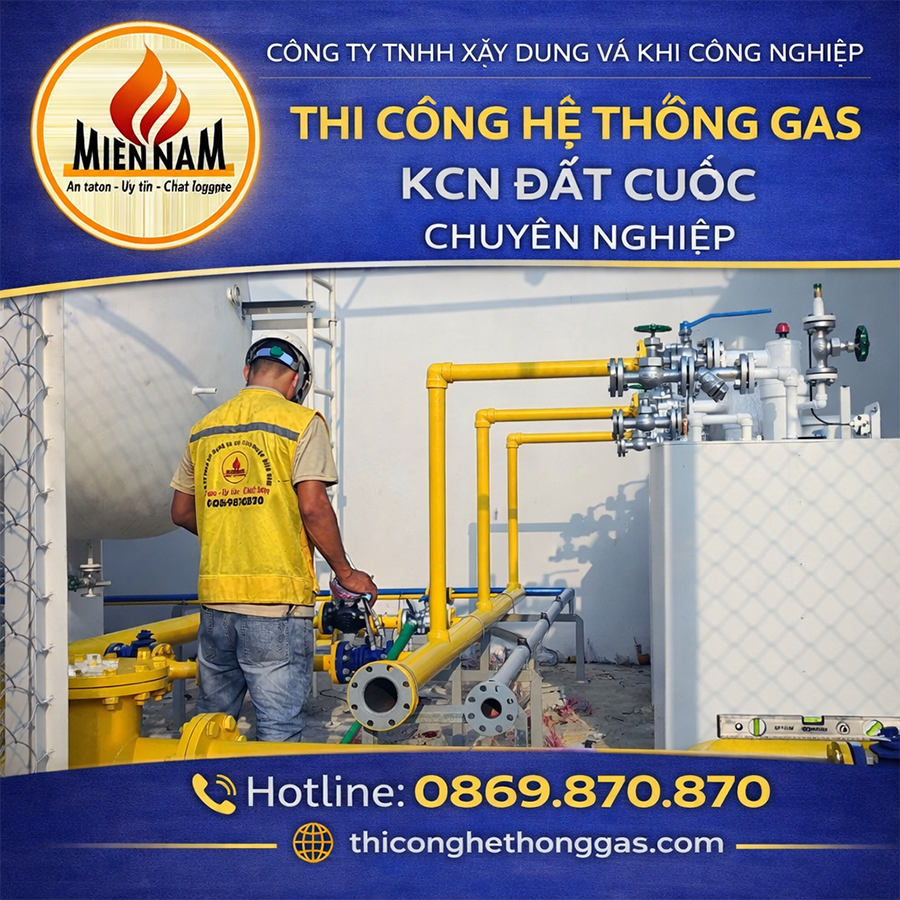 Thi công hệ thống gas KCN Đất Cuốc
